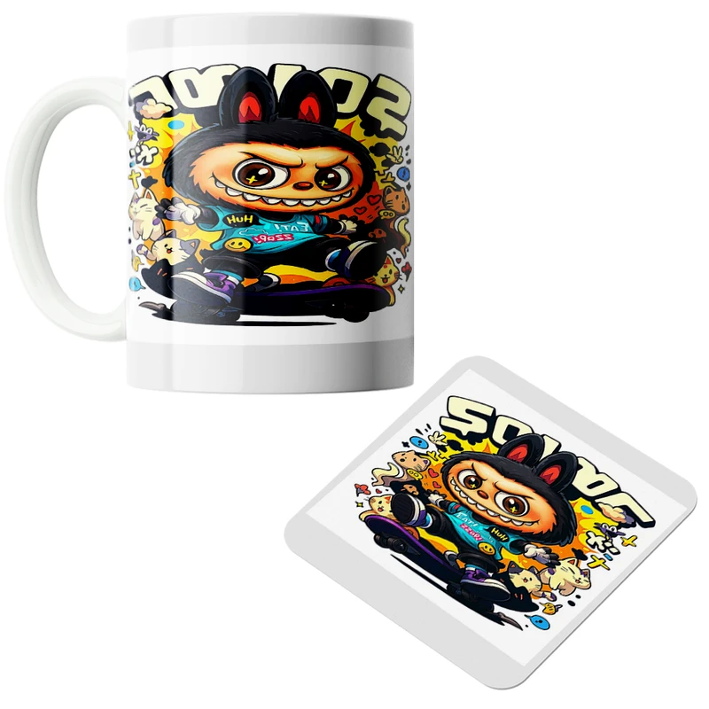 ماگ پاد آفرین مدل لبوبو کد950 به همراه زیرلیوانی