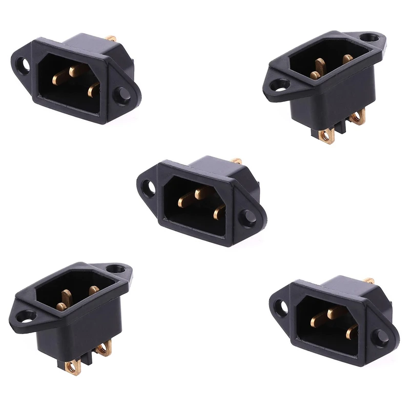 سوکت برق نری 3 پین مدل 16A-250V-Brass بسته 5 عددی