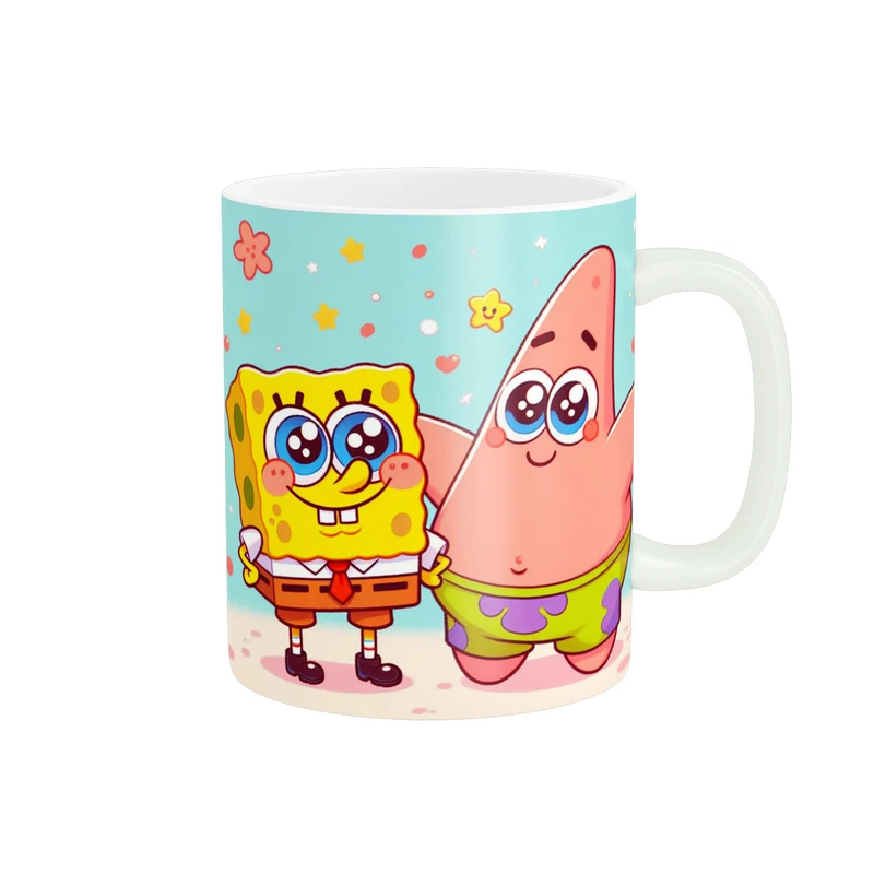 ماگ پاد آفرین مدل فانتزی طرح کارتونی باب اسفنجی و پاتریک کد p11871