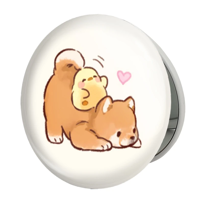 آینه جیبی خندالو طرح سگ و جوجه حیوانات بامزه مدل تاشو کد 21076 