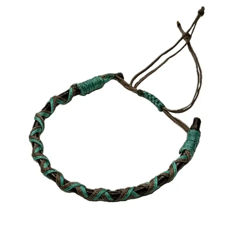 دستبند مدل چرم و نخ