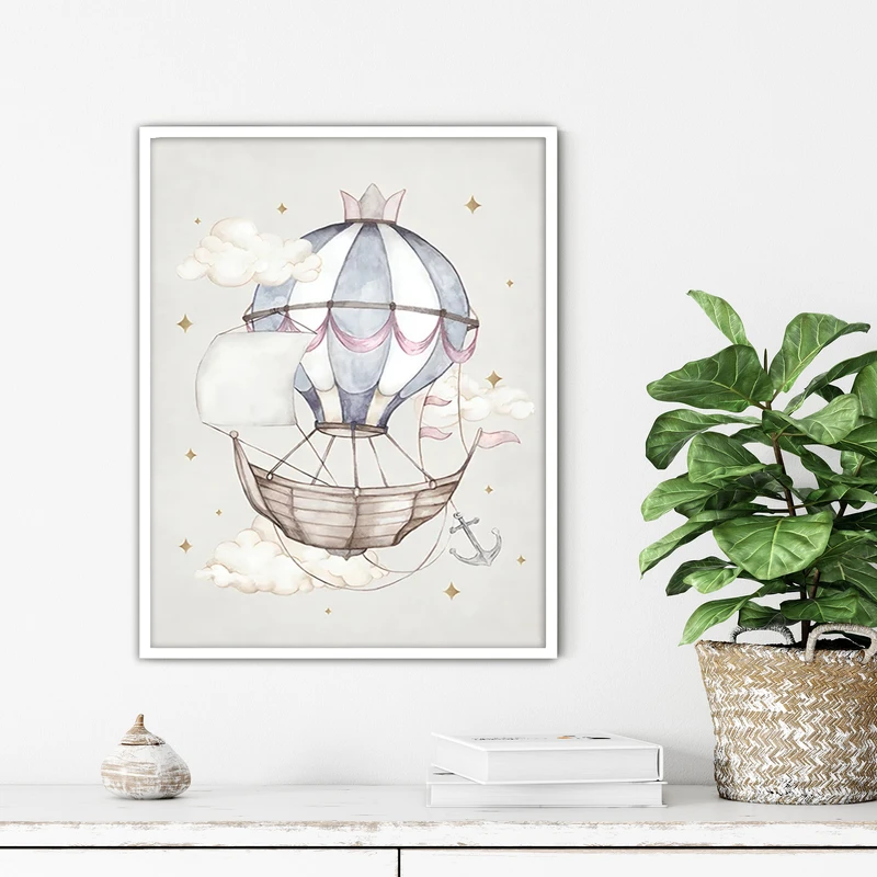 تابلو آتریسا طرح کشتی پرنده مدرن مدل ATFKW42 فریم سفید