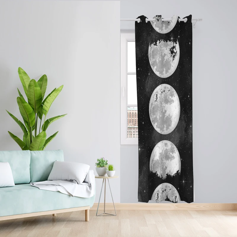 پرده طرح ماه مدل مخمل پانچی کد 1973 z سایز 140x200 سانتی متر