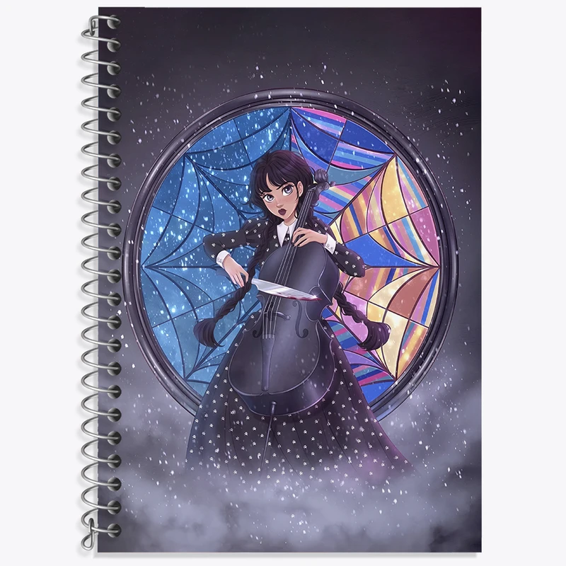 دفتر زبان 50 برگ خندالو مدل سه خط طرح ونزدی (Wednesday) کد N2710