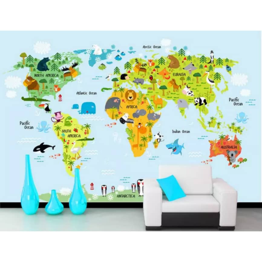 نقد و بررسی پوستر دیواری اتاق کودک طرح نقشه جهان مدل drv1063 توسط خریداران