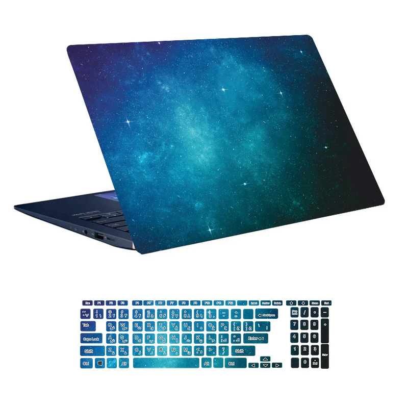 استیکر لپ تاپ توییجین و موییجین طرح Space کد 129 مناسب برای لپ تاپ 15.6 اینچ به همراه برچسب حروف فارسی کیبورد