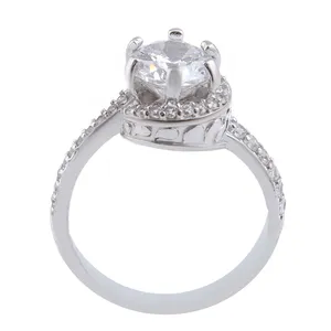 انگشتر نقره زنانه بازرگانی میلادی مدل تک نگین جواهری روکش رادیوم کد AWR_1165