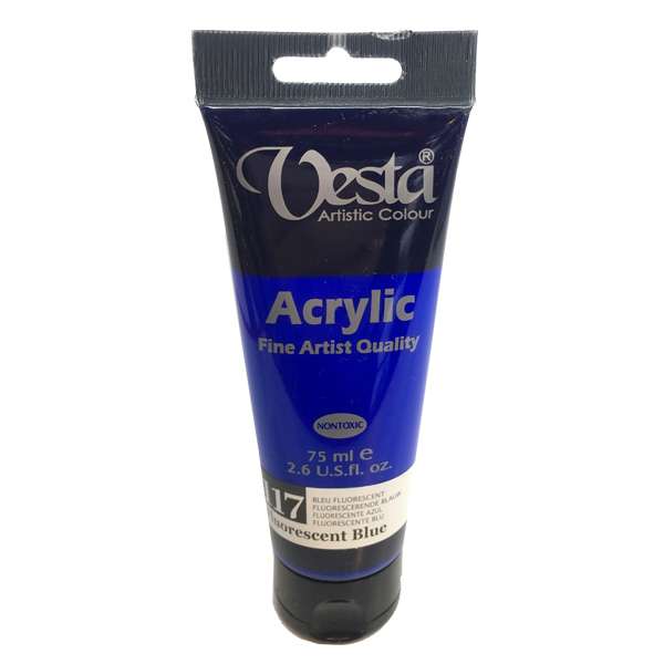 رنگ اکریلیک وستا مدل flourescent blue 117 حجم 75 میلی لیتر
