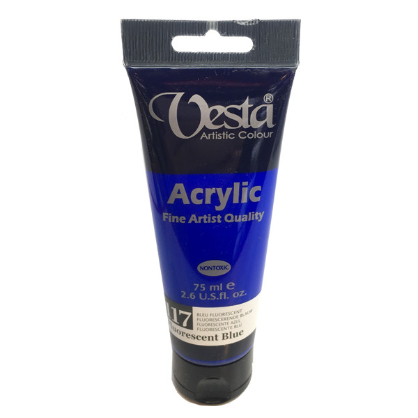 رنگ اکریلیک وستا مدل flourescent blue 117 حجم 75 میلی لیتر