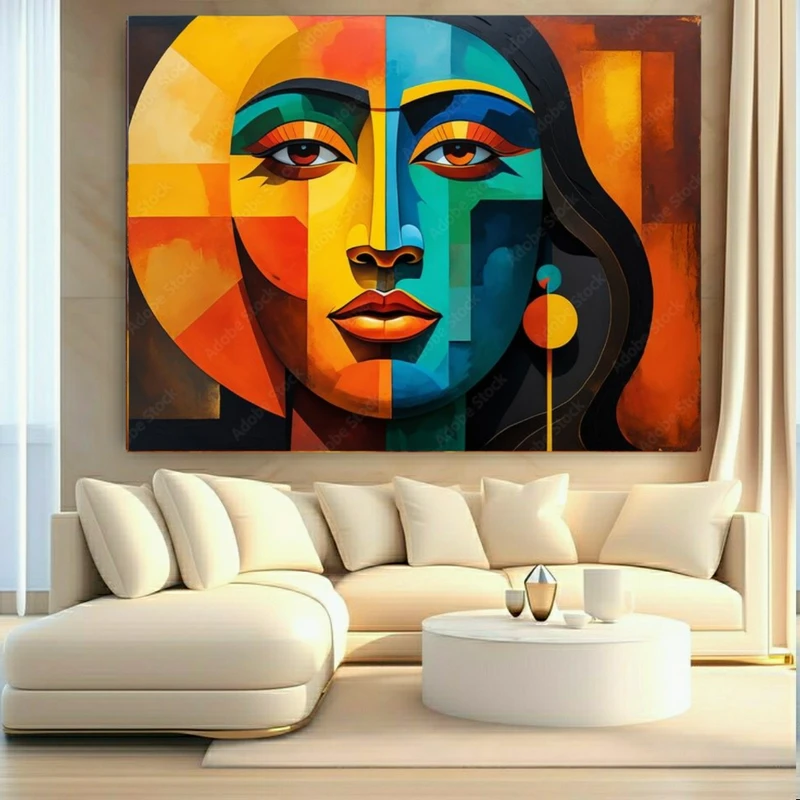 تابلو بوم طرح مخمل بومی مدل چهره دوگانه کد BK24744