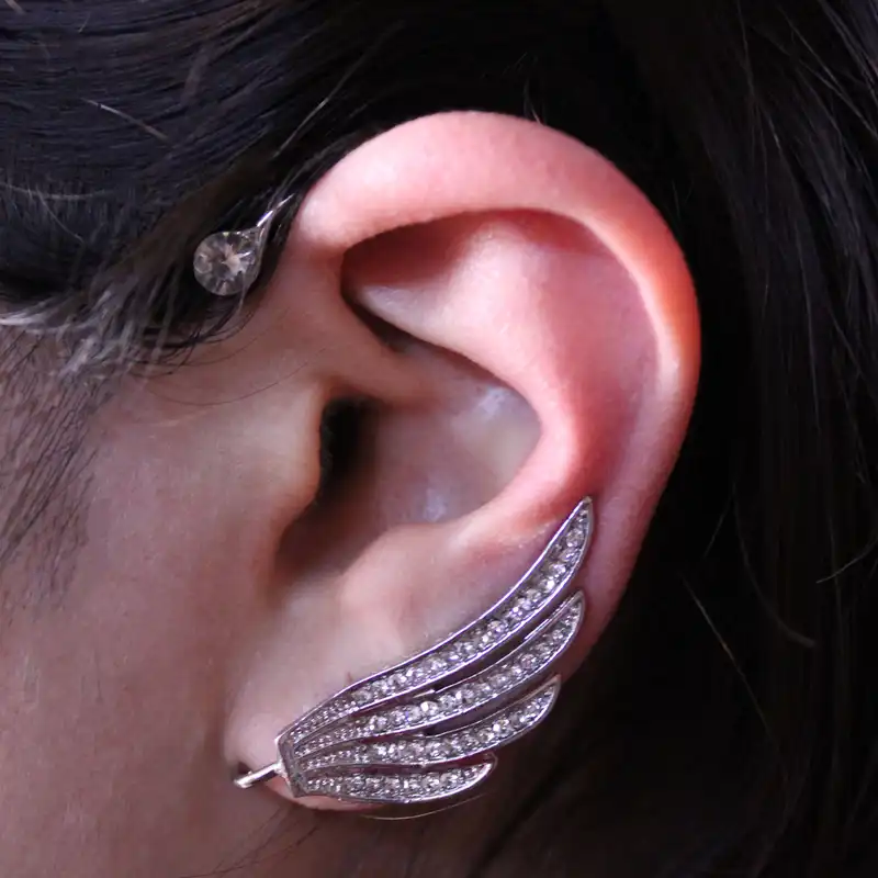 گوشواره زنانه مدل ایرکاف لاله گوش طرح بال فرشته کد 01