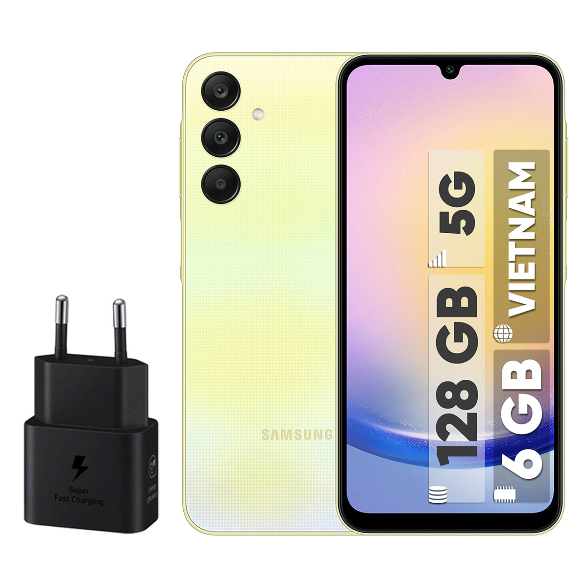 گوشی موبایل سامسونگ مدل Galaxy A25 دو سیم کارت ظرفیت 128 گیگابایت و رم 6 گیگابایت به همراه شارژر 25 وات سامسونگ – ویتنام