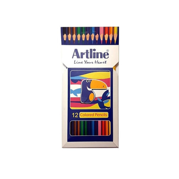 مداد رنگی 12 رنگ  آرت لاین مدل توکا به همراه پاک کن و تراش مجموعه 14 عددی