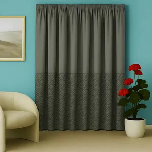 پرده تیکو دکو مدل دوخت ساده ابریشم ساتن حاشیه دار کد greek key سایز 300*280 سانتی‌متر