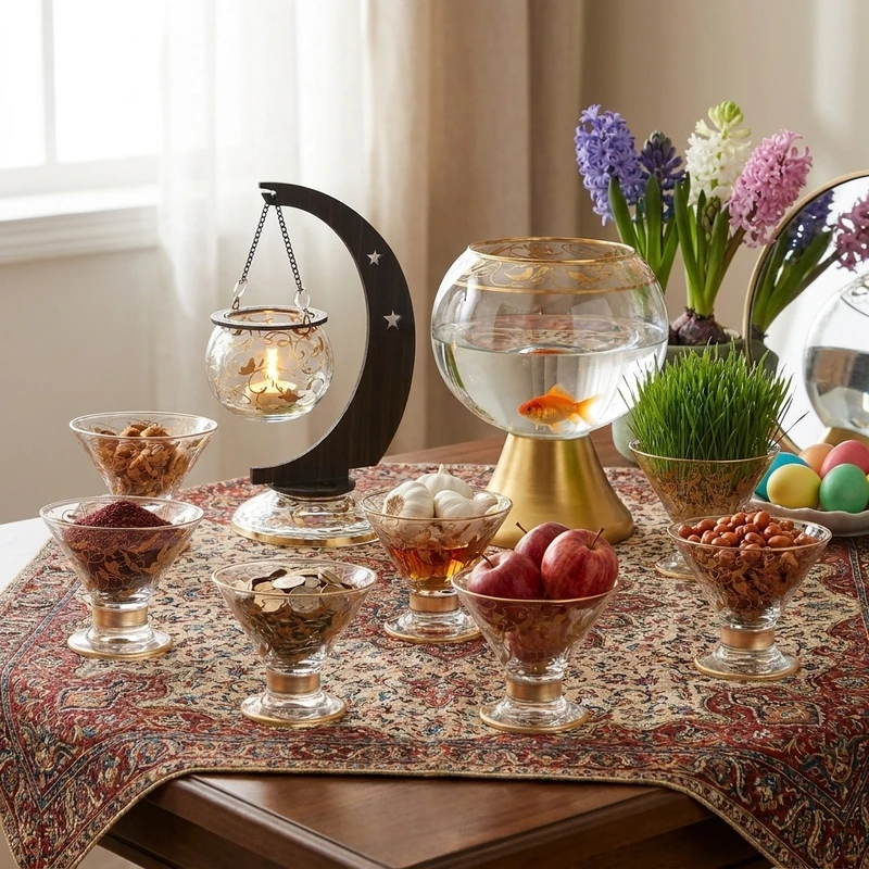 عکس شماره 2 : مجموعه ظروف هفت سین 8 پارچه مدل mag25000