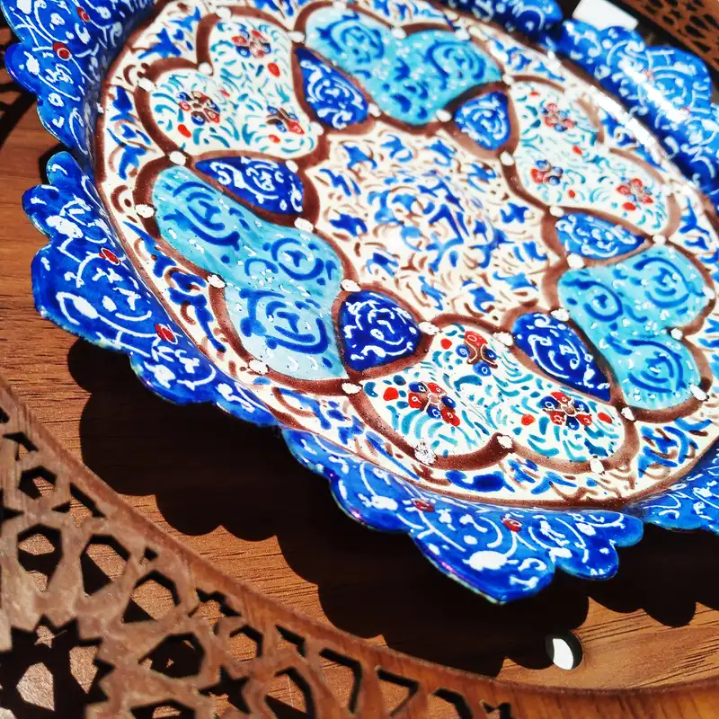 بشقاب میناکاری مدل گل کد 12222