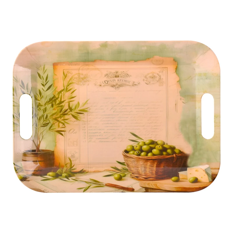 سینی دسته دار مهروز مدل 20032 زیتون سایز 26×36 سانتی متر