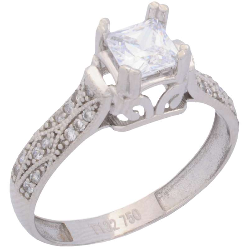 انگشتر طلا 18 عیار زنانه طلای مستجابی مدل سولیتر مربعی کد N56 انگشتر طلا 18 عیار زنانه طلای مستجابی مدل سولیتر مربعی کد N56