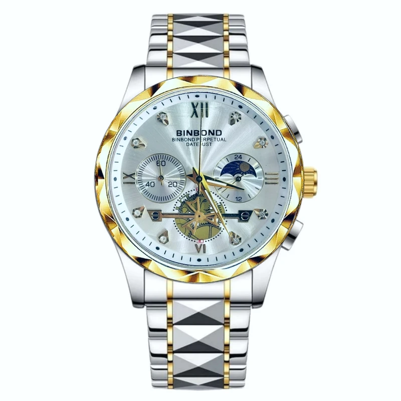 ساعت مچی عقربه‌ای کوارتز مردانه بین باند مدل سه موتور فعال کورنوگراف نگینی کد 004