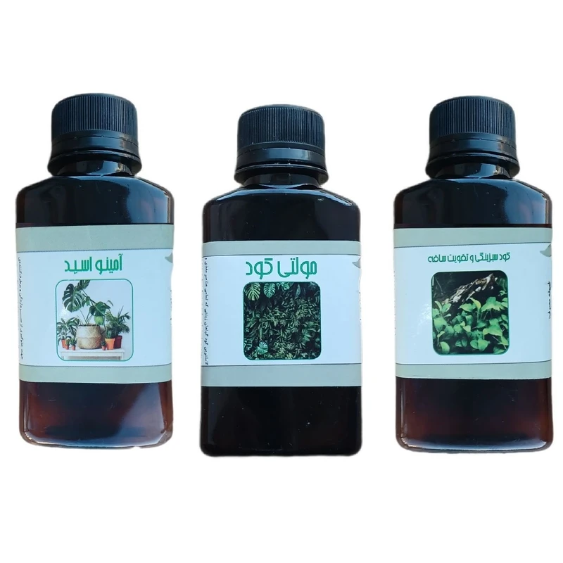 کود مایع امینو اسید و کود سبزینگی و تقویت ساقه و مولتی کود مدل life drop حجم 110 میلی لیتر بسته 3 عددی