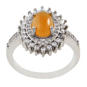 انگشتر نقره زنانه بازرگانی میلادی مدل عقیق شرف الشمس کد AWR_729