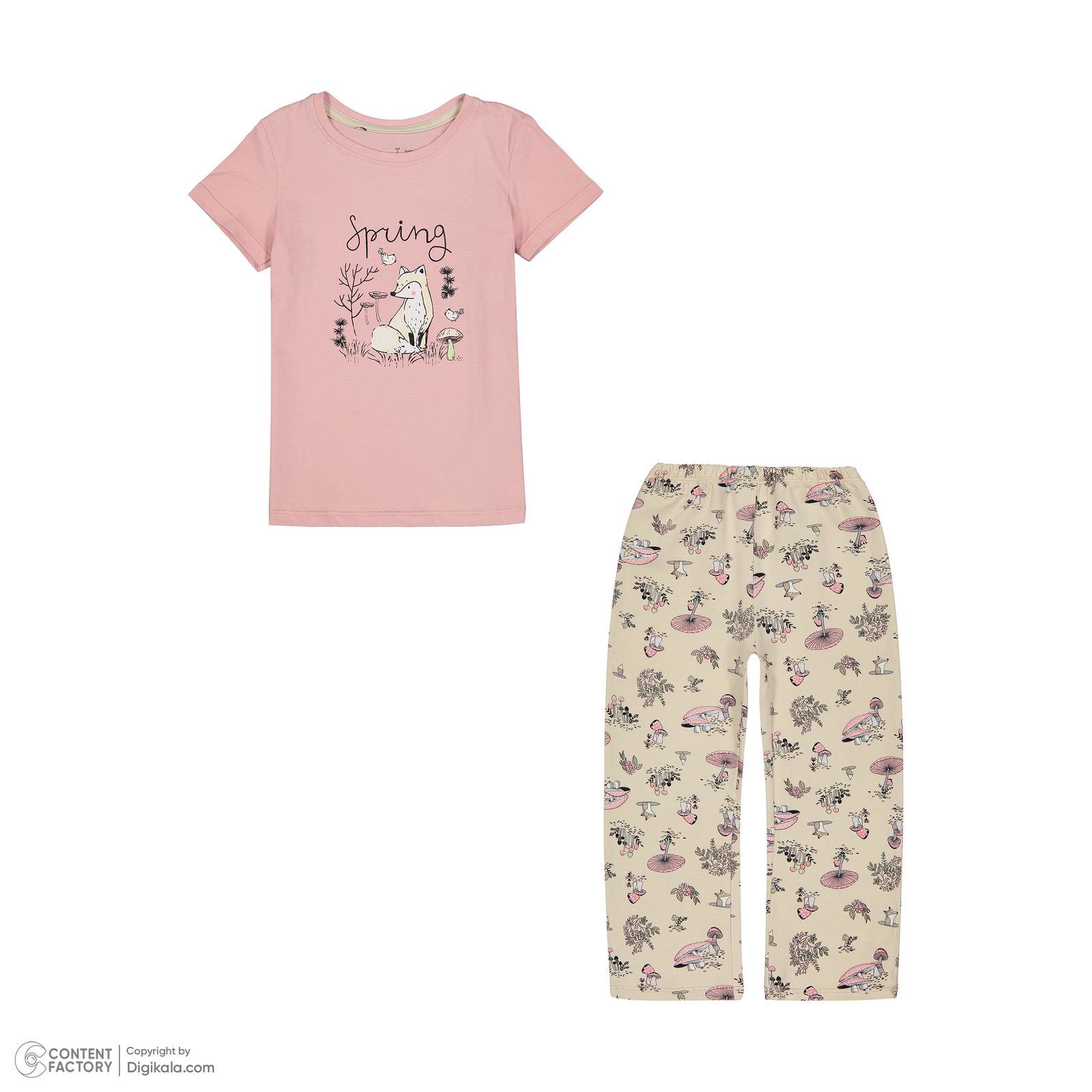 ست تی شرت و شلوار دخترانه ناربن مدل 8483 رنگ صورتی - - 4