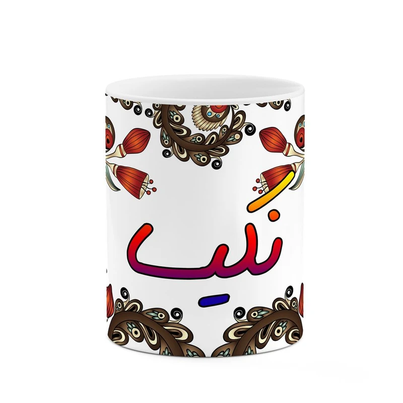 ماگ کاکتی مدل اسم نکیسا طرح سنتی گل و بته کد mgh48052