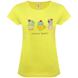 نقد و بررسی تی شرت آستین کوتاه زنانه مدل cactusfamily45 رنگ لیمویی توسط خریداران