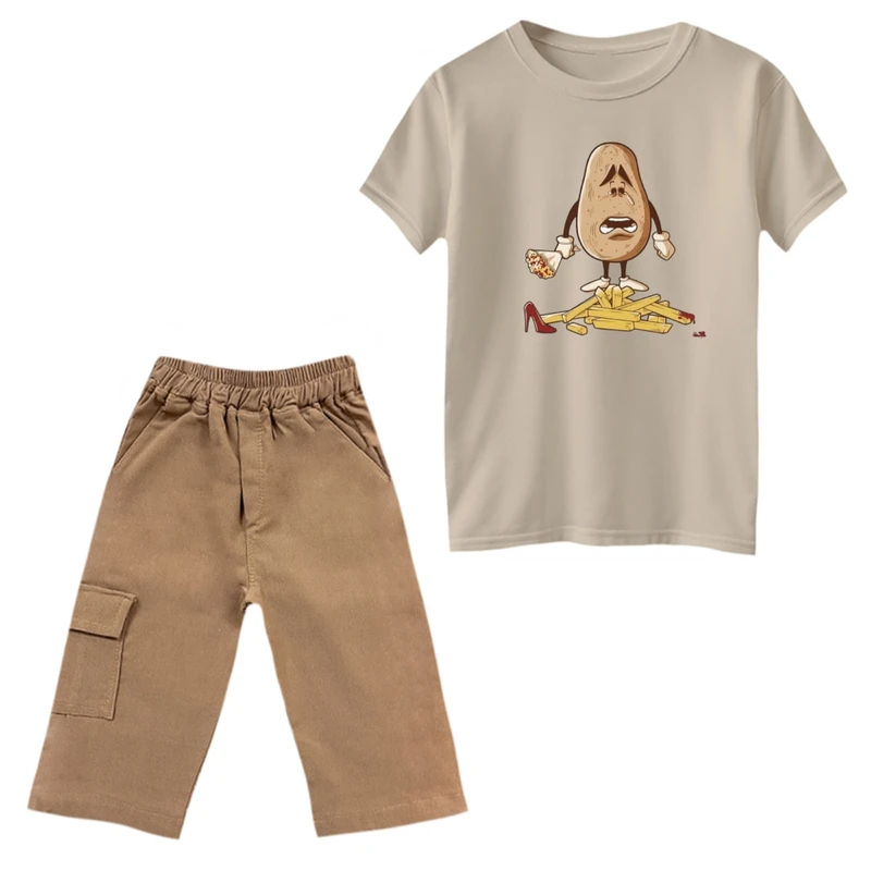 ست تی‌شرت و شلوارک پسرانه مدل سیب زمینی