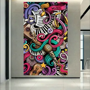 تابلو بوم مدل چرم مخمل طرح موزیک music art کد AR5700