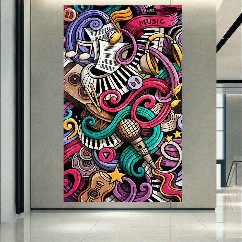 تابلو بوم مدل چرم مخمل طرح موزیک music art کد AR5700