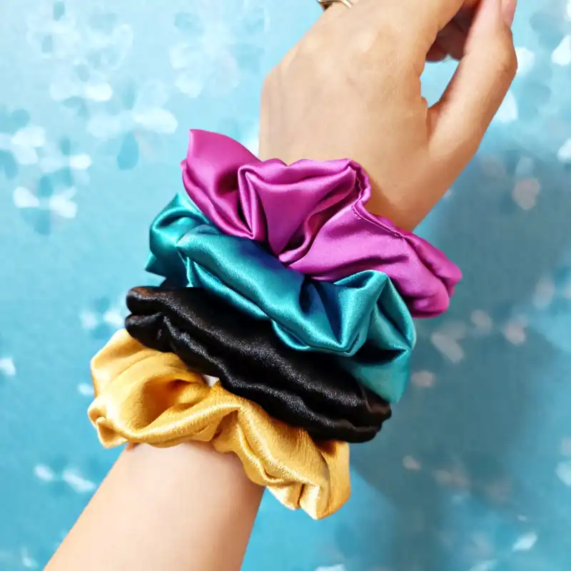 کش مو زنانه مدل اسکرانچی ساتن بسته 25 عددی