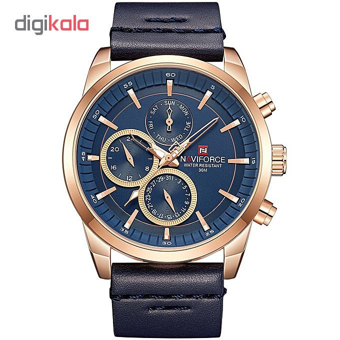 ساعت مچی عقربه ای مردانه نیوی فورس مدل NF9148M / SO -TA به همراه دستمال مخصوص نانو برند کلیر واچ