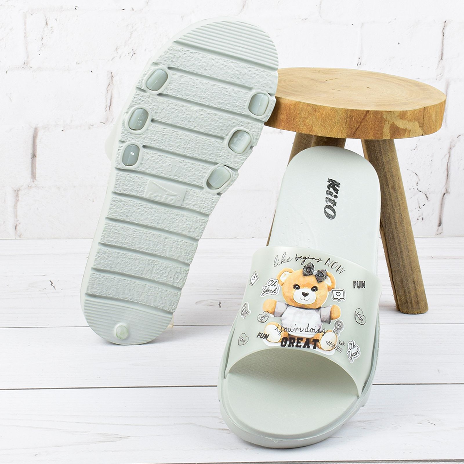 دمپایی زنانه کیتو مدل FUNNY TEDY BEAR GRY.4004 -  - 2