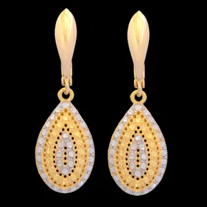 گوشواره طلا 18 عیار زنانه طلای مستجابی مدل آوا تراش اشکی کد 03