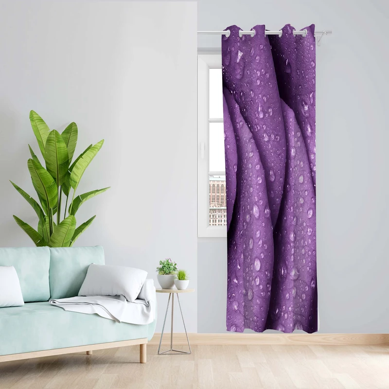 پرده طرح گل رز مدل مخمل پانچی کد 4942R z سایز 140x200 سانتی متر