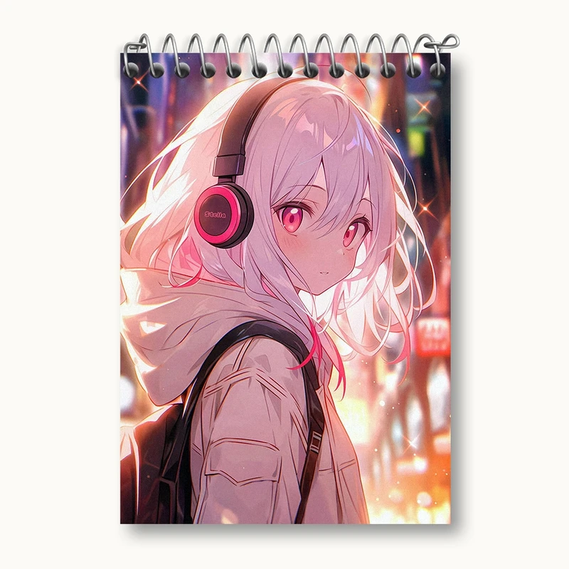 دفتر یادداشت 50 برگ خندالو مدل دختر انیمه ای کد N1669