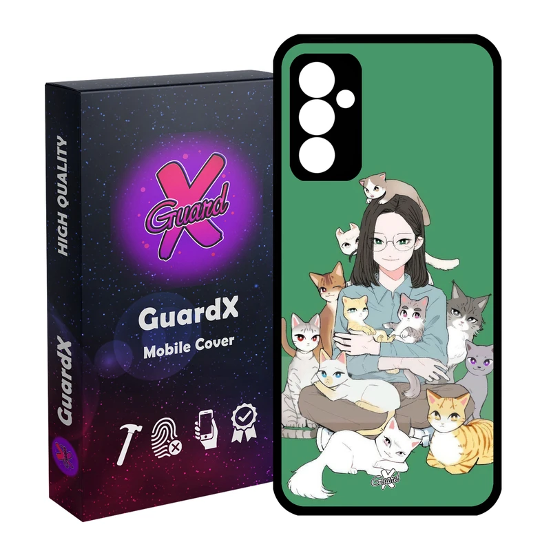 کاور گارد ایکس طرح زن و گربه مدل Glass10676 مناسب برای گوشی موبایل سامسونگ Galaxy A55 / A55 5G