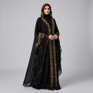 مانتو عبایی مجلسی زنانه شال دار کار شده ریزشی مدل کیمیا کد 4563
