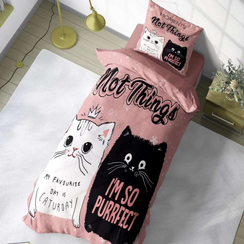 سرویس خواب 1 نفر 4 تکه مدل گربه تاج دار کد 985