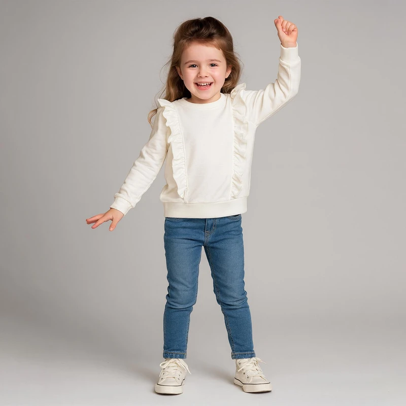 سویشرت دخترانه مون‌سا مدل 464 رنگ سفید