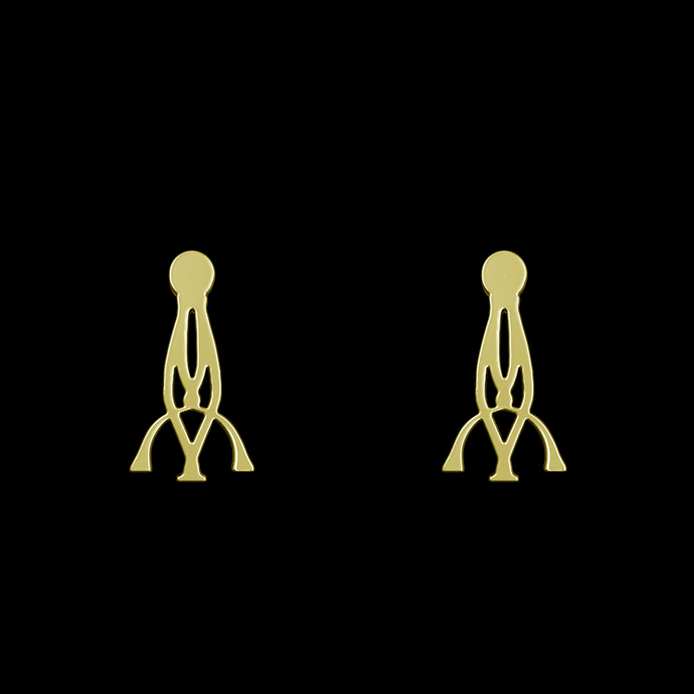 گوشواره طلا 18 عیار زنانه مدوپد مدل هندسی کد GA1-10270