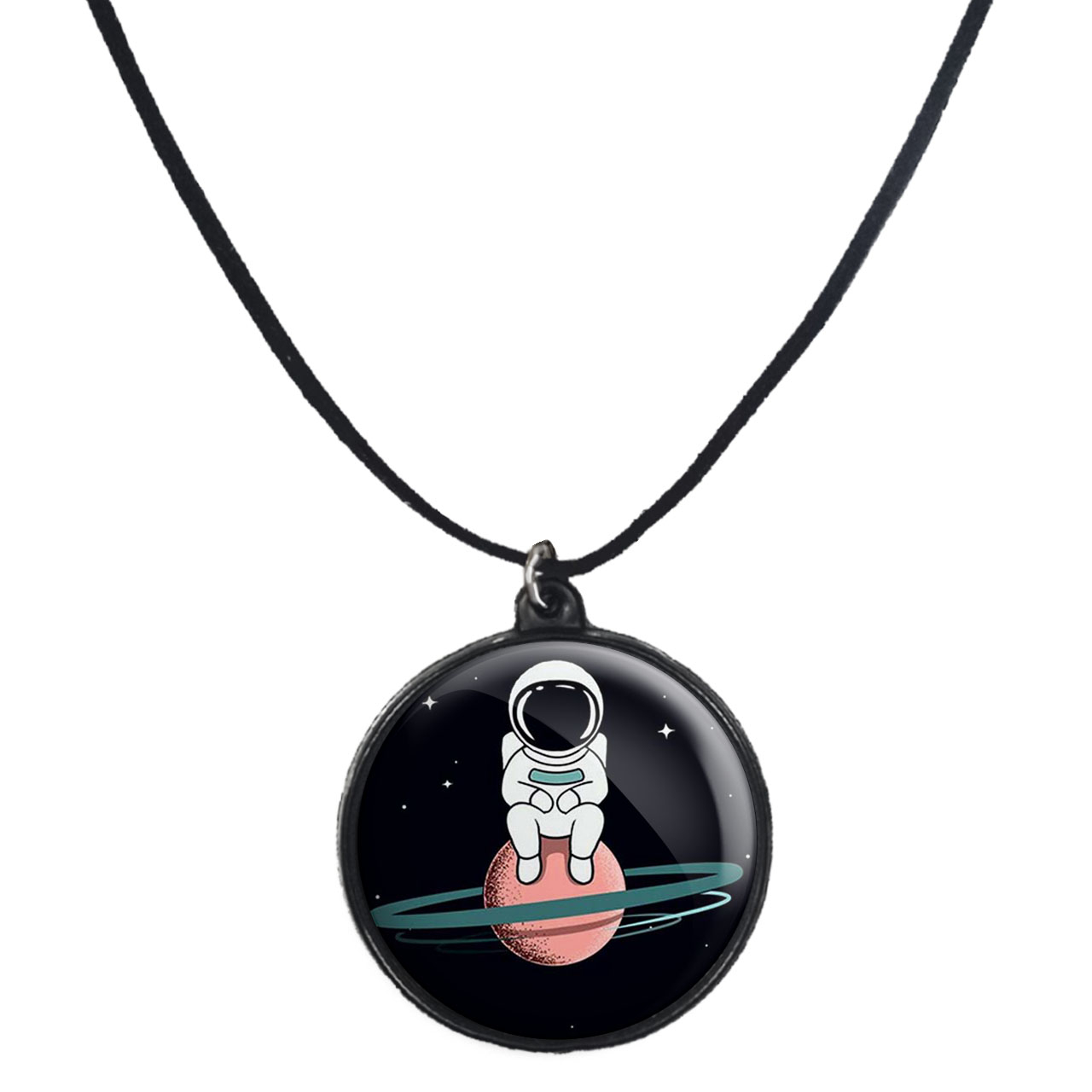 گردنبند پرمانه طرح فضانورد کد pmb.10319 مدل دو طرفه