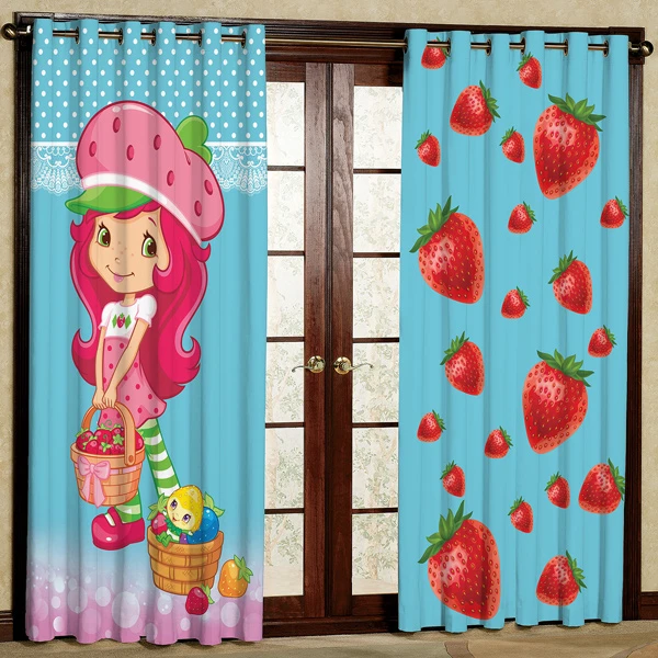 پرده مدل دختر توت فرنگی چاپی هازان پانچی کد 385 سایز 200x140 سانتی متر