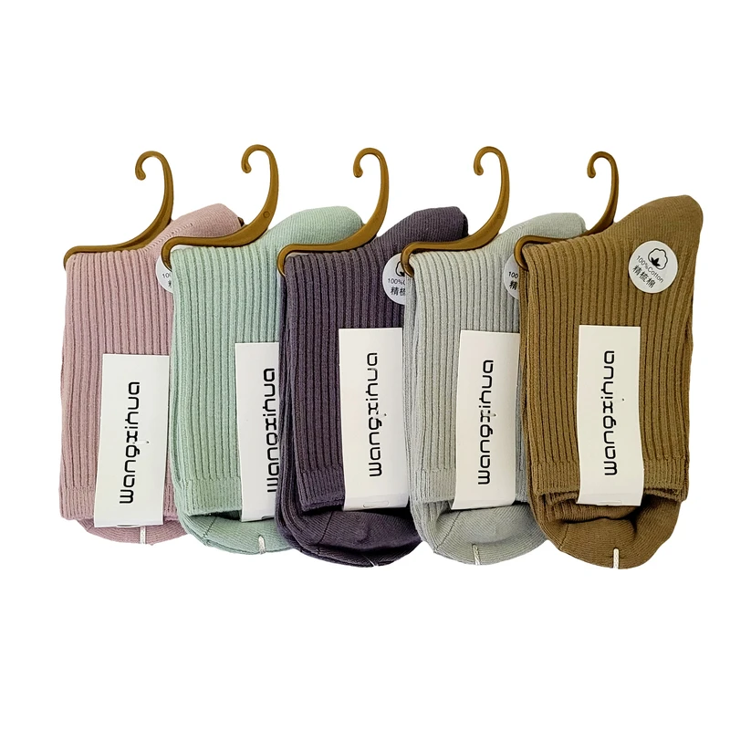 جوراب ساق بلند زنانه مدل کبریتی کد 5-01295  بسته 5 عددی