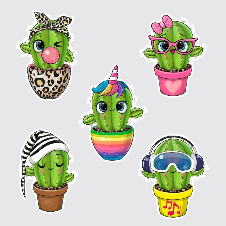 برچسب مدل کاکتوس بسته 5 عددی