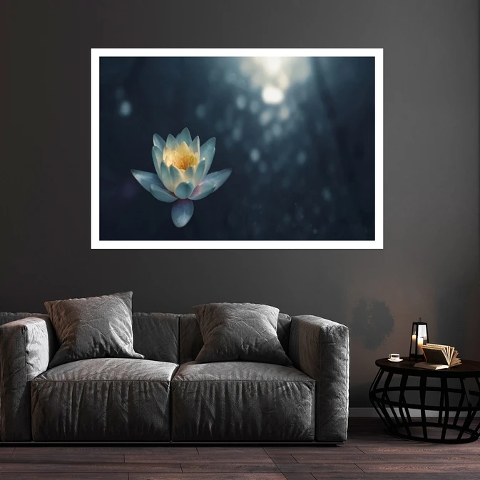 تابلو بکلیت طرح طبیعت و گل لوتوس مدل قاب شاسی W-s8633