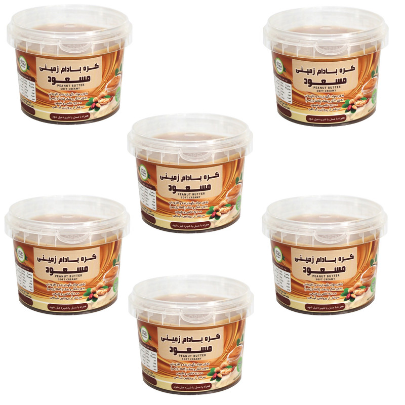 کره بادام زمینی رژیمی ساده مسعود - 500 گرم بسته 6 عددی