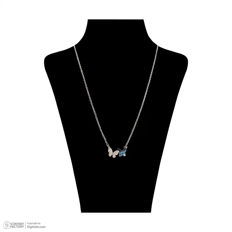 گردنبند نقره زنانه سواروسکی مدل پروانه و سنگ خاص کد 988754