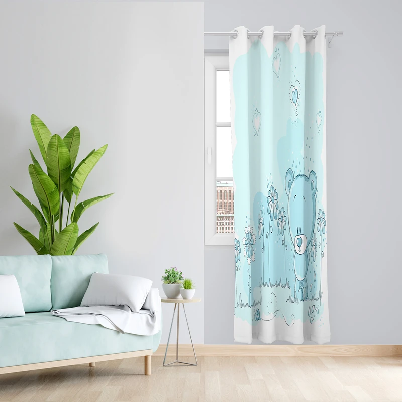 پرده طرح کودک مدل مخمل پانچی کد 4128 z سایز 140x200 سانتی متر